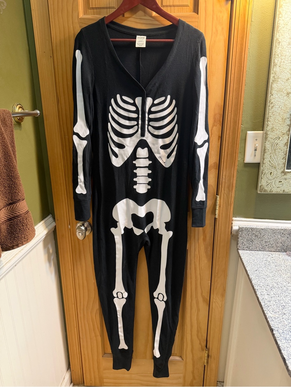 PINK Victoria's Secret Black Skeleton One-Piece Footie